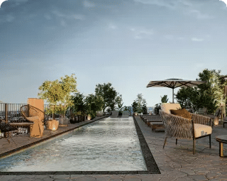 Alberca ubicada en la terraza con vista a Calle Sao Paulo.