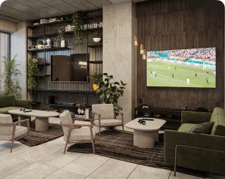 Área destinada para un cuarto de videojuegos o sala de TV.