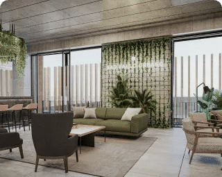 Área amueblada para brindar un espacio de reunión.